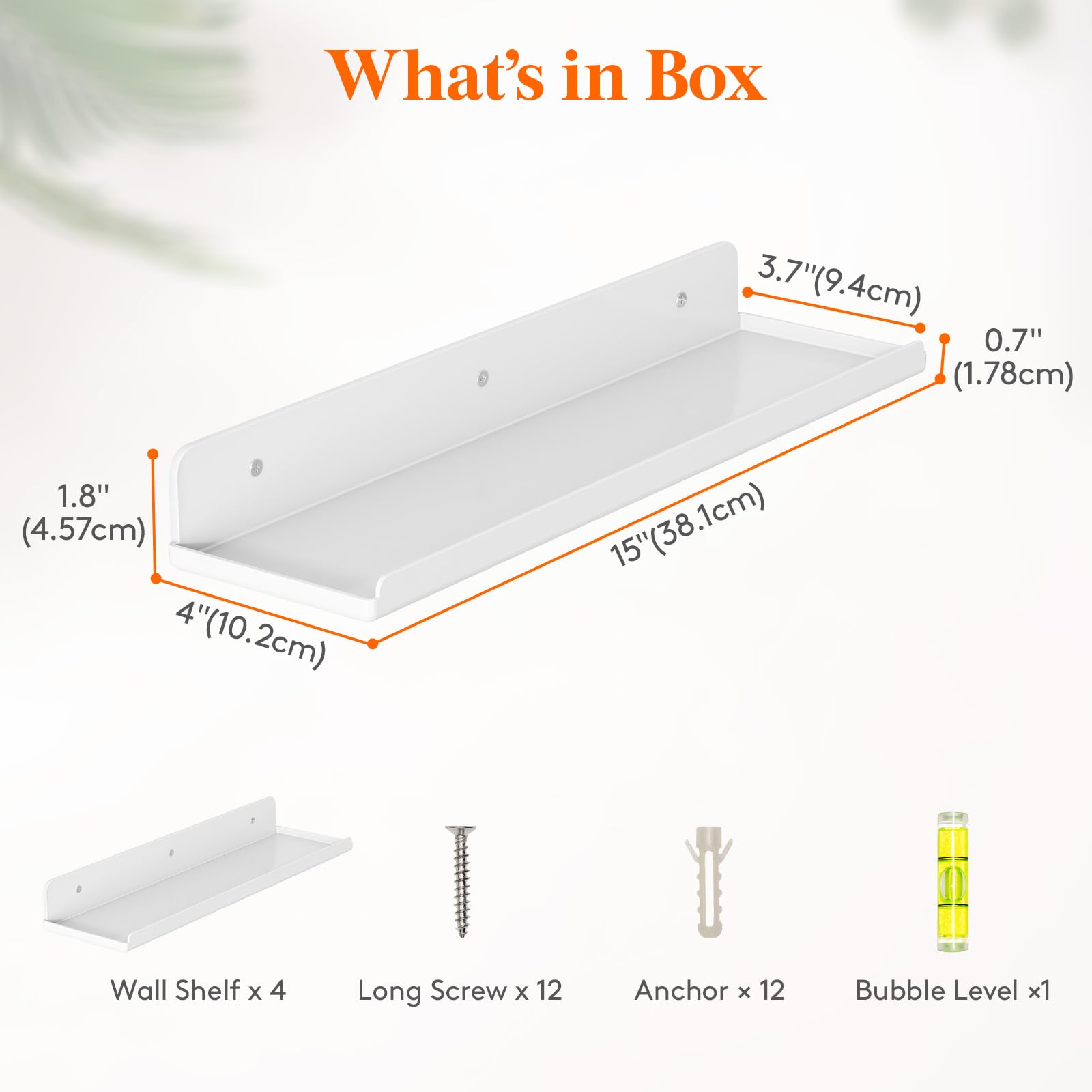 Estanterías Flotantes Lifewit, Juego De 4, Acrílico Blanco De 15'', Sirve Para Libros/Vinilos/Fotos/Imágenes, Sala De Estar, Baño, Cocina - Almacenamiento Y Organización