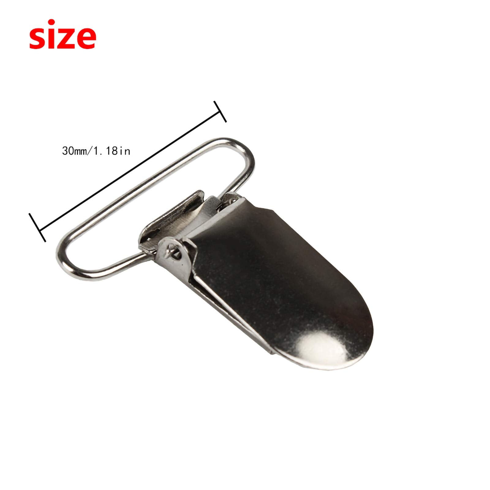 Andux 25 Pcs Metal Fasteners Clips Holders Clips Silver Yjk-03 (3.0 Cm, Long Head)