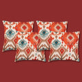 Zeba World Cushion Cover Set  Printed Modern Ikat Design  Orange  16X16 Inch (40X40 Cm)  Decorative Polycanvas Cushion Cover