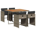 vidaXL Patio Dining Set - 5 Piece Outdoor Furniture with Cushions, PE Rattan, Gray Poly Rattan, Garden/Backyard Patio Set