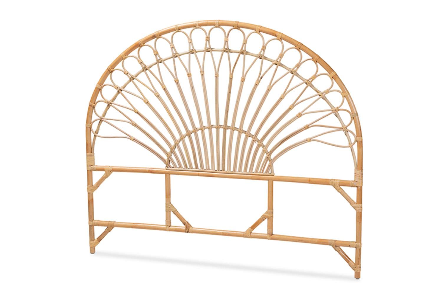 Baxton Studio Devereaux Modern Bohemian Natural Brown Rattan King Size Standalone Headboard