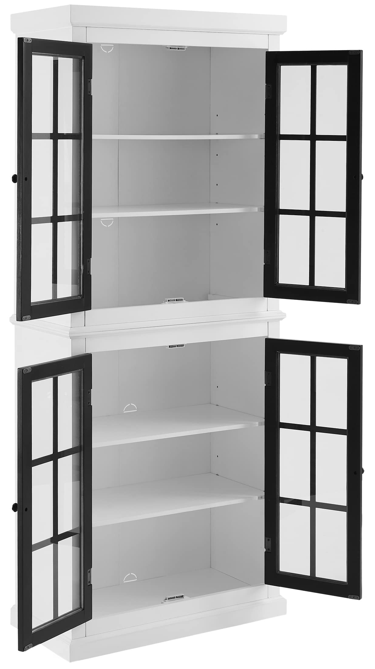 Crosley Furniture Cecily Tall Pantry Storage Cabinet With Shelves For Kitchen Or Laundry Room, White/Matte Black
