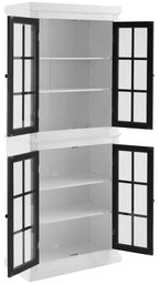 Crosley Furniture Cecily Tall Pantry Storage Cabinet With Shelves For Kitchen Or Laundry Room, White/Matte Black