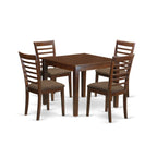 East West Furniture OXML5-MAH-C 5 Piece Set for 4 Includes a Square Kitchen Table and 4 Linen Fabric Dining Room Chairs, 36x36 Inch