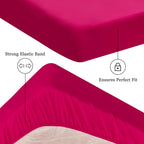 Sufdari Twin Mattress Protector Waterproof,Mattress Cover Twin Size For Bed,18' Deep Pocket Fitted Sheet Style Mattress Protector With Elastic Rubber Band-Deep Pink,Twin