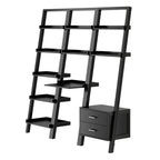 Winsome Bellamy 3-Piece Solid Wood Leaning Desk & Shelf Set in Lustrous Black