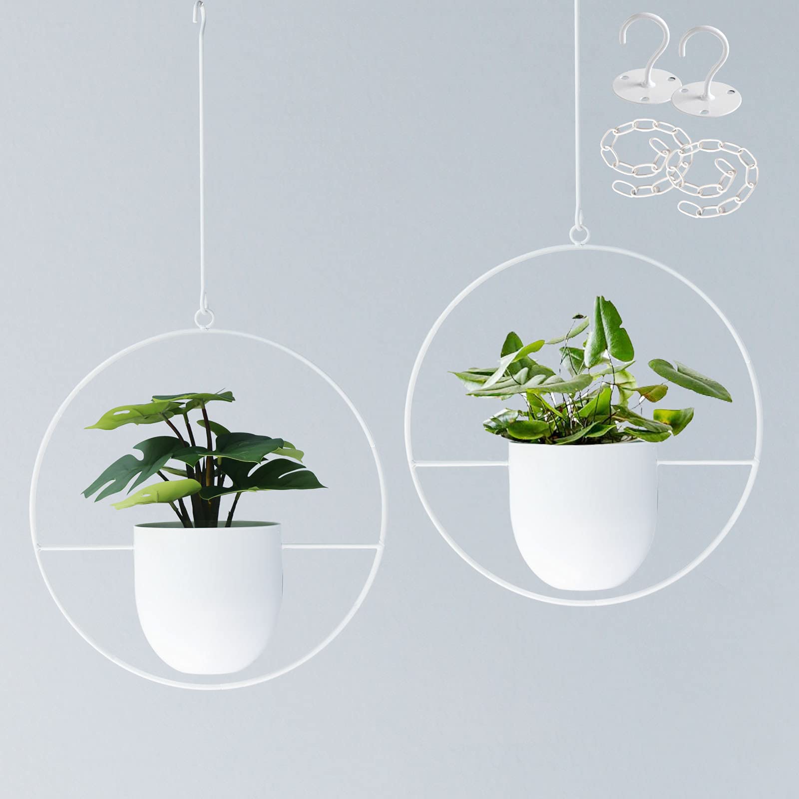 Abetree 2 Pack Hanging Planters For Indoor Outdoor Plants Modern Metal Plant Hangers Wall And Ceiling Hanging Planter Baskets Mi