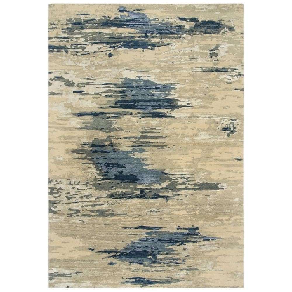 Noble 9' X 12' Abstract Beige/Gray/Gray/Rust/Blue Hand Knot Area Rug