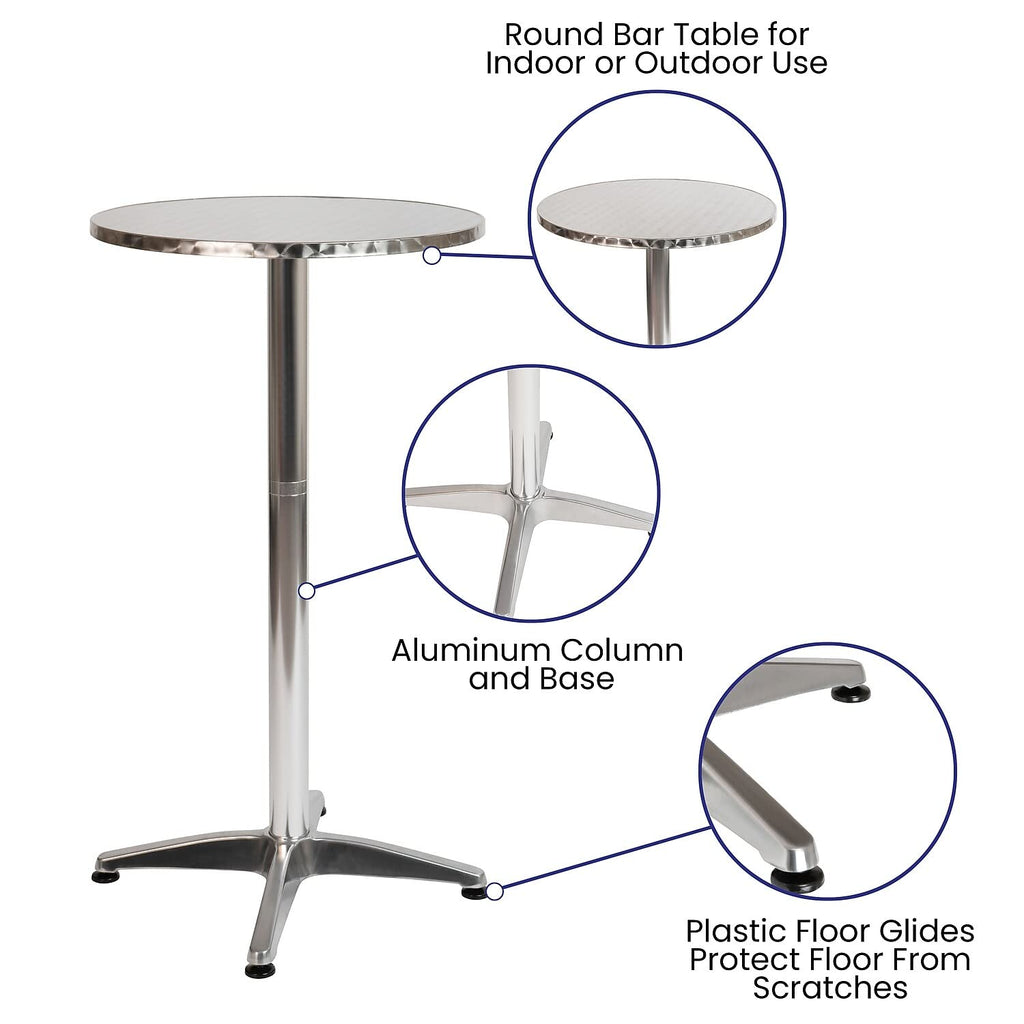Flash Furniture Metal Bar Table - Aluminum Patio Table - Mellie 23.5"H Round Bar Height Table - Indoor/Outdoor