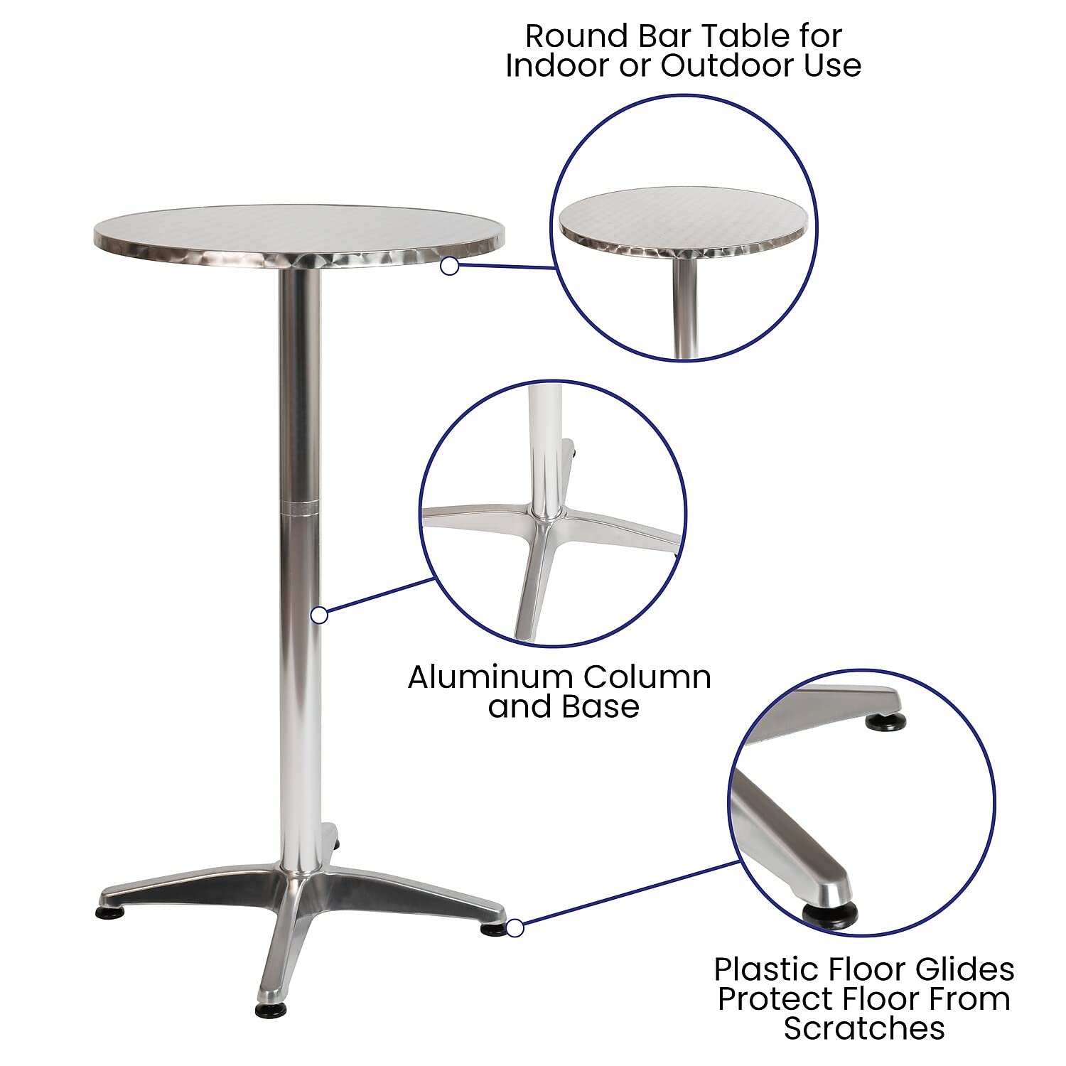 Flash Furniture Metal Bar Table - Aluminum Patio Table - Mellie 23.5"H Round Bar Height Table - Indoor/Outdoor
