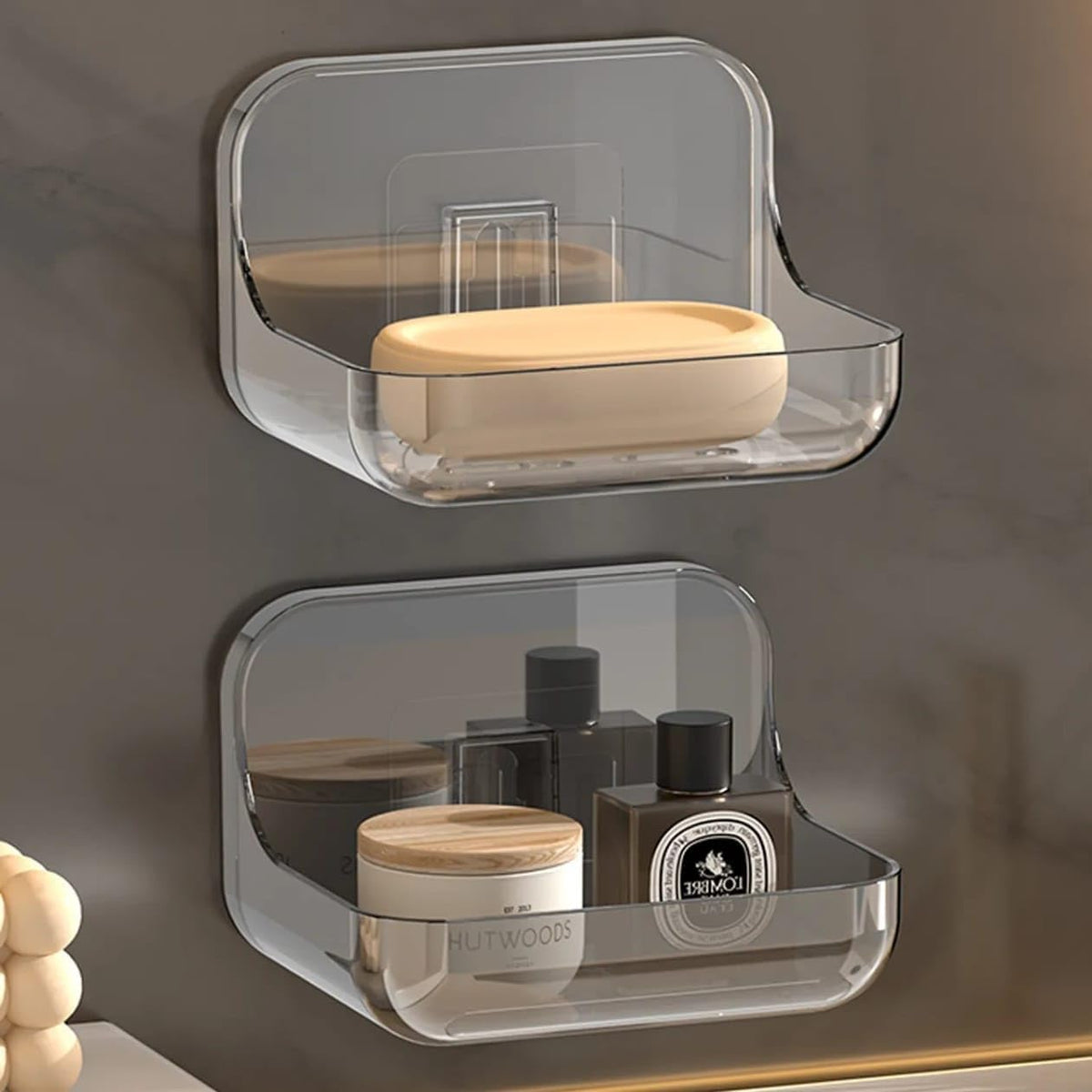 DEALDASH 2 PES Soap Holder for Bathroom/Soap Case/SelfAdhesive Soap Holder/Soap Stand for Bathroom/Self Draining Transparent Ac