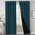 H.VERSAILTEX 100% Blackout Curtains for Bedroom with Black Liner Full Room Darkening Curtains 84 Inches Long Thermal Insulated B