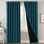 H.VERSAILTEX 100% Blackout Curtains for Bedroom with Black Liner Full Room Darkening Curtains 84 Inches Long Thermal Insulated B