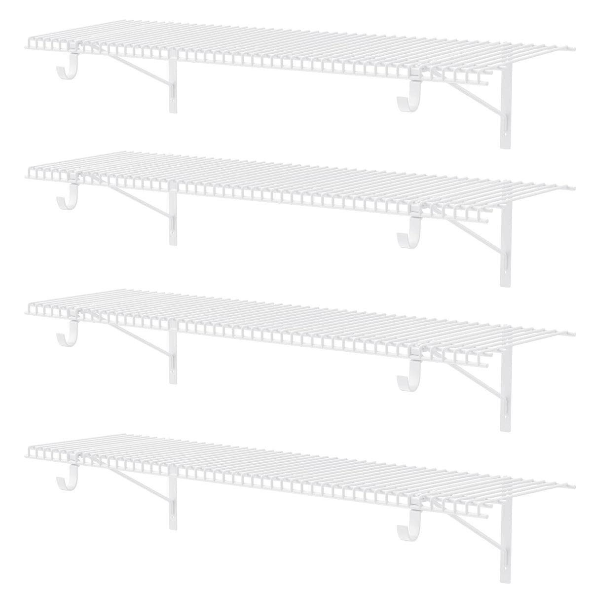 4Pack Wire Closet Shelving with Triangular Brackets, 150 lb Capacity