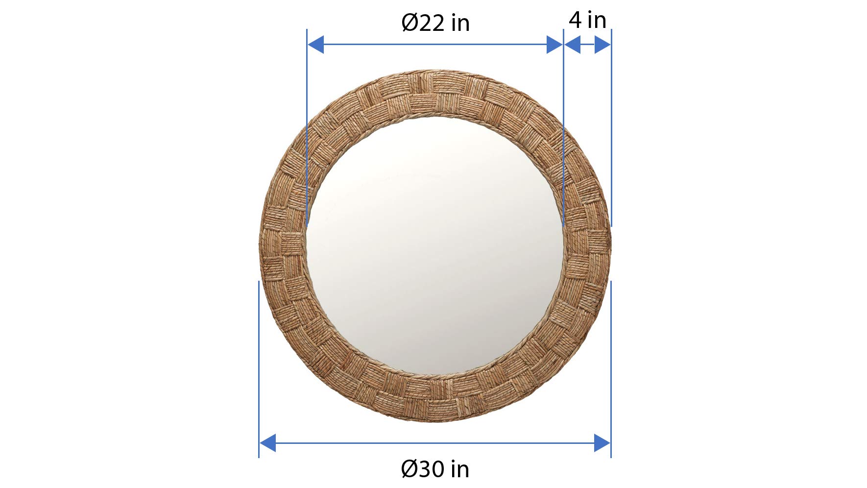 Kouboo Round Rope Wall Mirror, Chequered, Beige/Natural