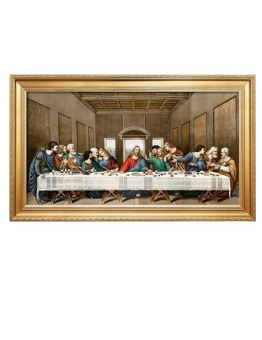 DECORARTS - The Last Supper by Leonardo Da Vinci Giclee Reproducation, Giclee Prints Acid Free Cotton Canvas with Matching Gold 