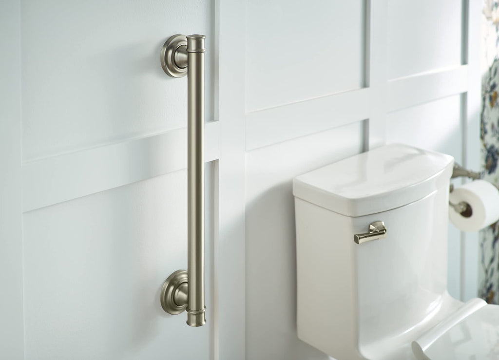 Moen Yg6424Bn Bathroom Safety 24-Inch Stainless Steel Traditional Bathroom Grab Bar, Brushed Nickel