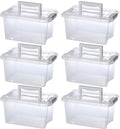 Gagee 6 Pack 3.5 Qt Storage Bins, Clear, Small