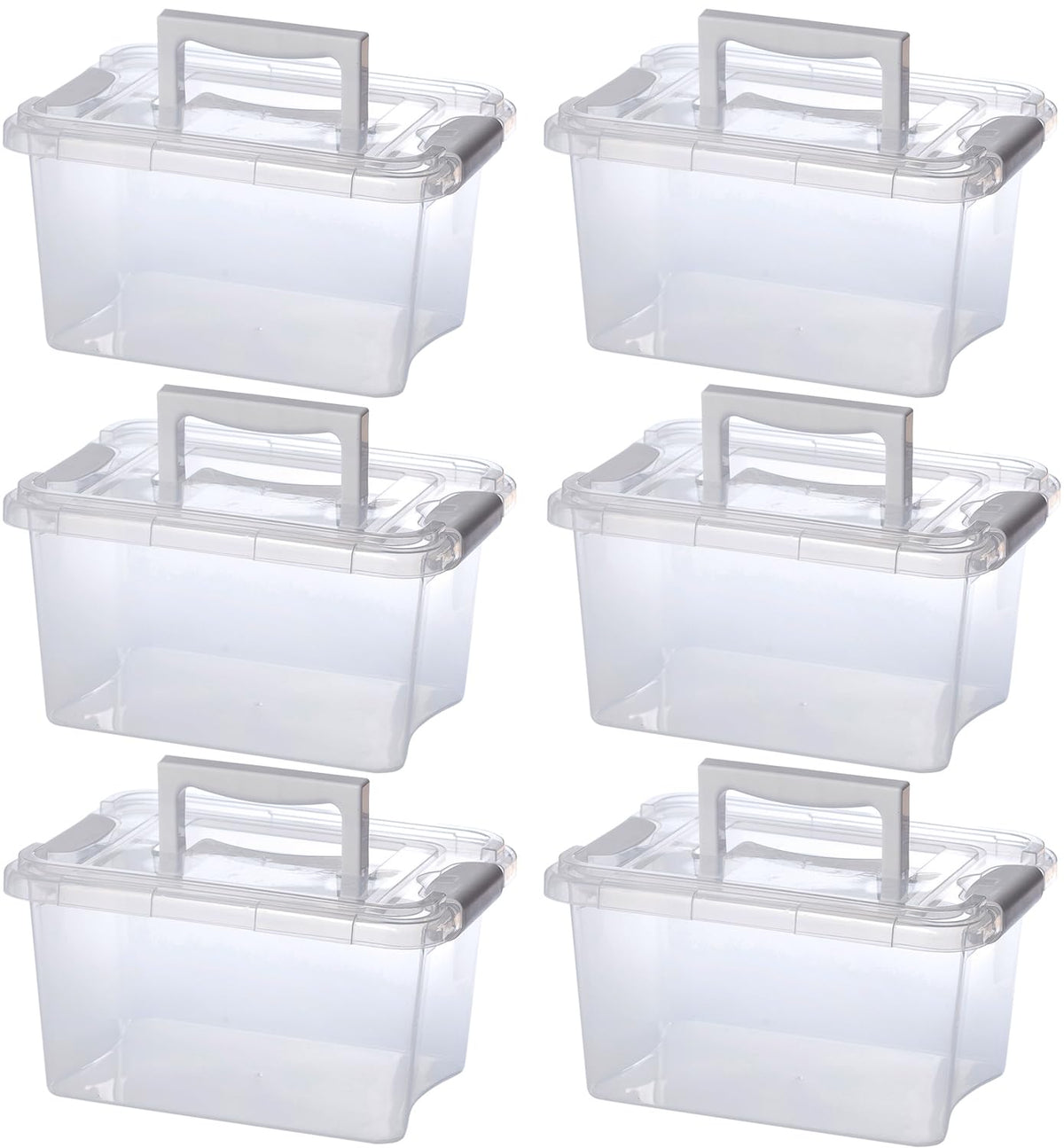 Gagee 6 Pack 3.5 Qt Storage Bins, Clear, Small