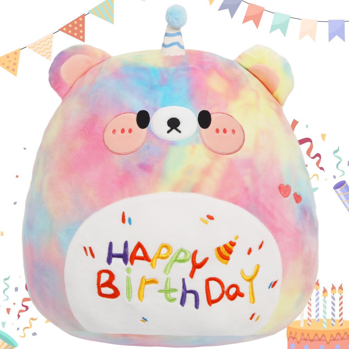 Arelux Jumbo 18In Cute Color Bear Cuddle Plush Soft Stuffed Animal Large Birthday Pillow Kids Huggable Bear Plushie Toy Big Size