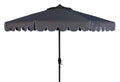 Safavieh Pat8010B Collection Venice Grey Single Scallop 9Ft Crank Outdoor Push Button Tilt Umbrella, Taupe/White