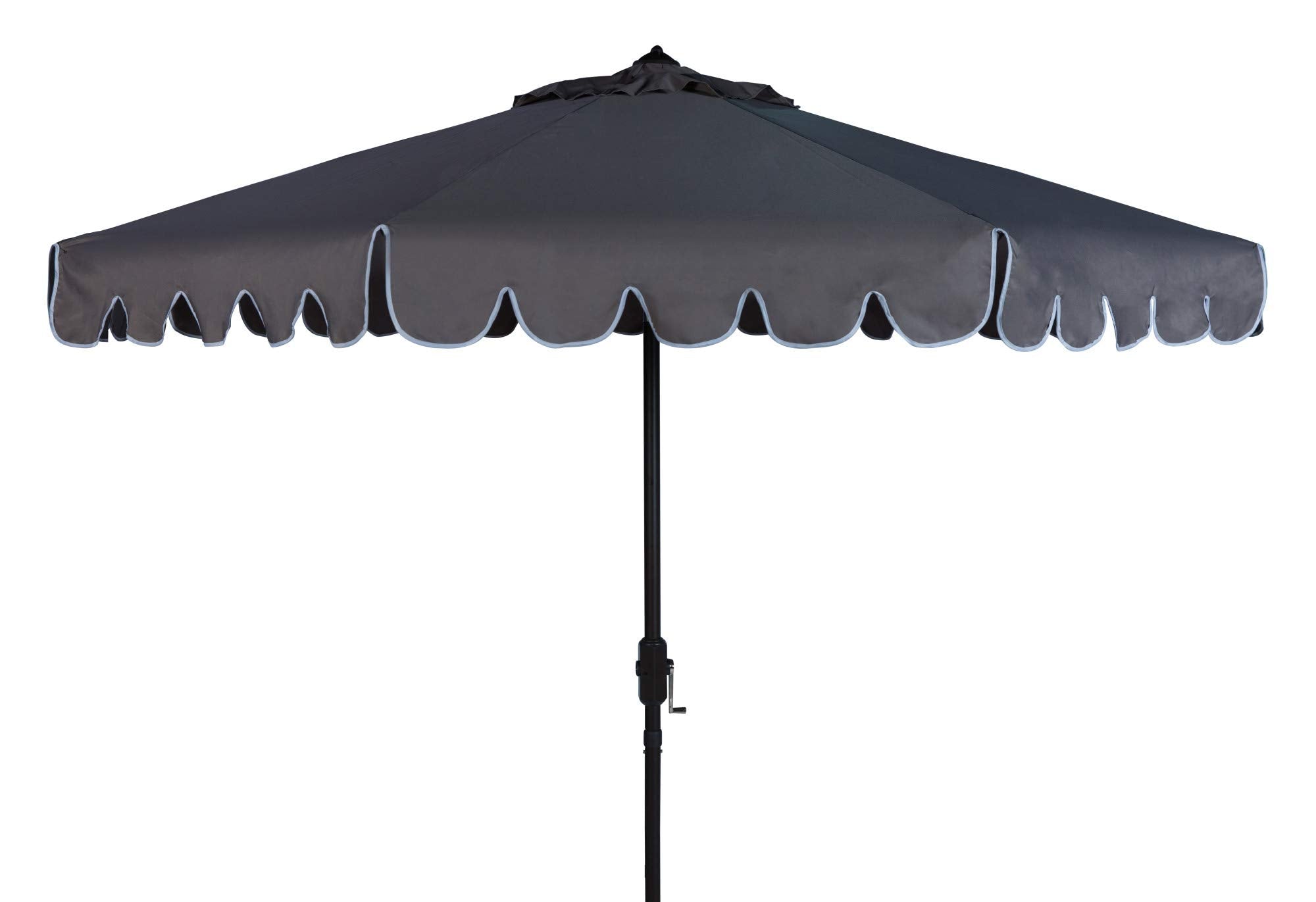 Safavieh Pat8010B Collection Venice Grey Single Scallop 9Ft Crank Outdoor Push Button Tilt Umbrella, Taupe/White