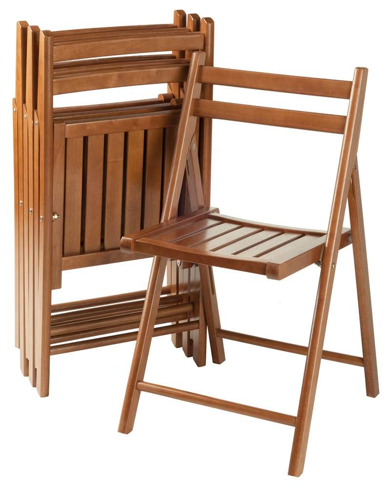 Winsome Robin 4-PC Folding Set Teak Chair, 17.64 x 20.1 x 32.28