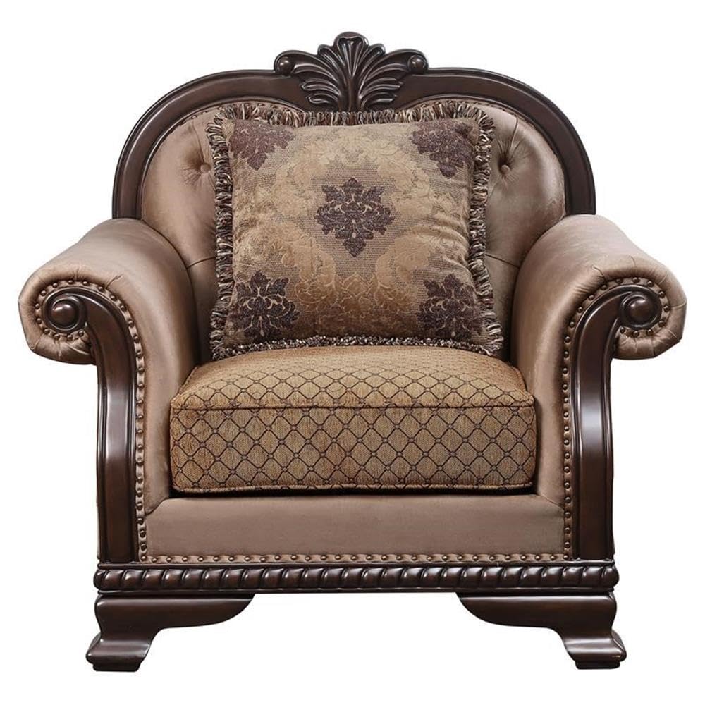 Acme Chateau De Ville Fabric Upholstery Chair with Pillow - Thumbnail 2