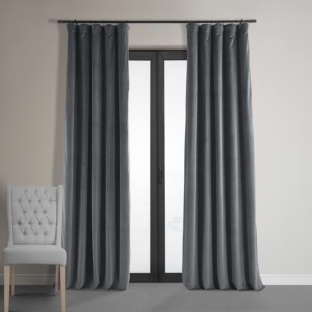 Hpd Half Price Drapes Signature Velvet Thermal Blackout Curtains For Living Room 108 Inch Long 1 Panel Rod Pocket Insulated Blackout Curtains For Bedroom Window Curtains, 50Wx108L, Distance Blue Grey