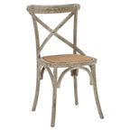 Modway Gear Rustic Modern Farmhouse Elm Wood Rattan Two Dining Chairs In Gray
