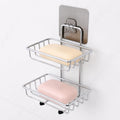 OLMARTT KITCHENWARE WallMounted Stainless Steel Soap Stand, SelfAdhesive Double Layer Soap Dish Holder & Storage Rack for Bath