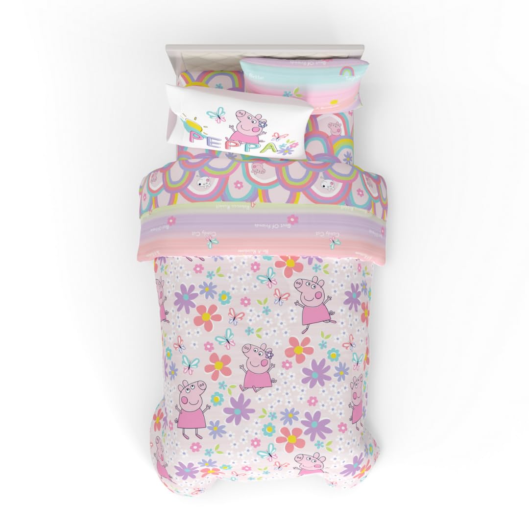 Franco Peppa Pig Kids Bedding Super Soft Comforter And Sheet Set With Sham, 5 Piece Twin Size, (Officially Licensed Product)
