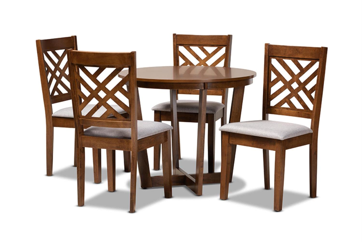 Baxton Studio Grey and Walnut 5-PC Dining Set Alena-Grey/Walnut-5PC Dining Set