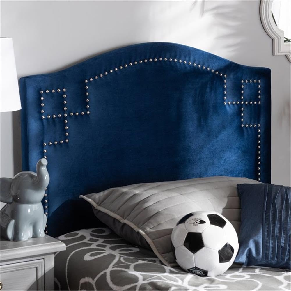 Baxton Studio Aubrey Modern and Contemporary Royal Blue Velvet Fabric Upholstered Twin Size Headboard