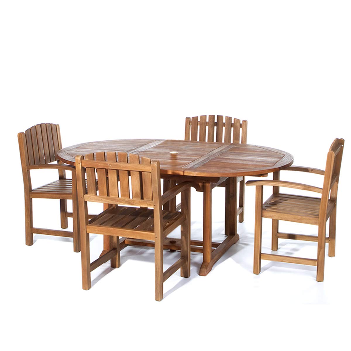 5-Piece Oval Extension Table Dining Chair Set - Thumbnail 2