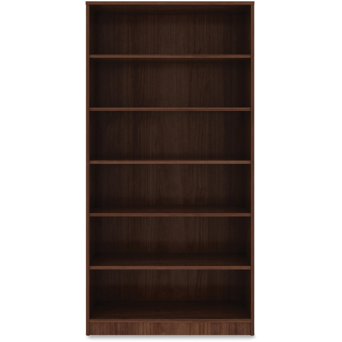 Lorell Walnut Laminate Bookcase, 72&quot; x 36&quot; x 12&quot;