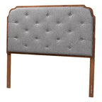 Baxton Studio Shanti Classic and Traditional Grey Fabric and Walnut Brown Finished Wood Queen Size Headboard