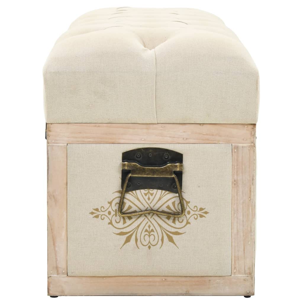vidaXL Solid Fir Wood Storage Bench, 43.3&quot; Cream, Retro Traveling Trunk Style with Metal Hardware, 34.72 Pounds Weight Capacity