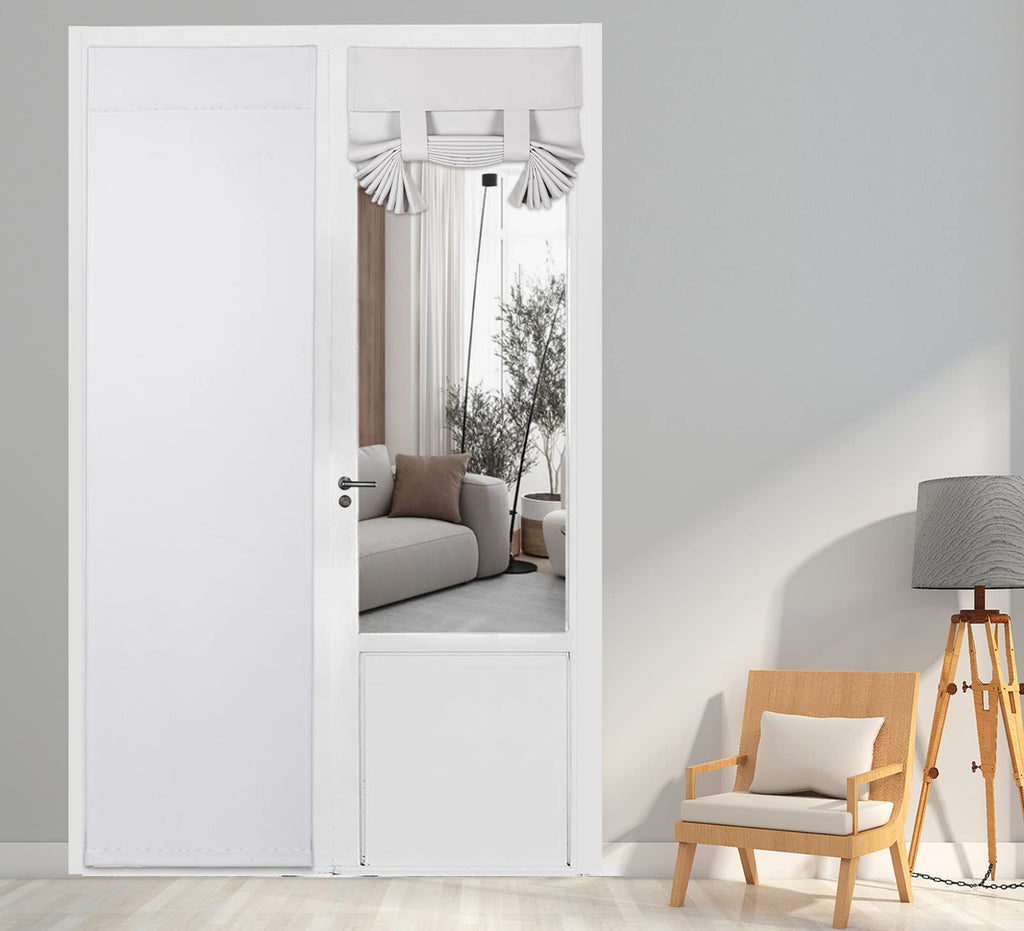 Pi Blackout French Door Curtain,Door Window Shade Privacy Thermal Insulated Long Door Curtain For Glass Door/Sliding Door/Tie Up Shade 1 Panel (W34Xl80,White)