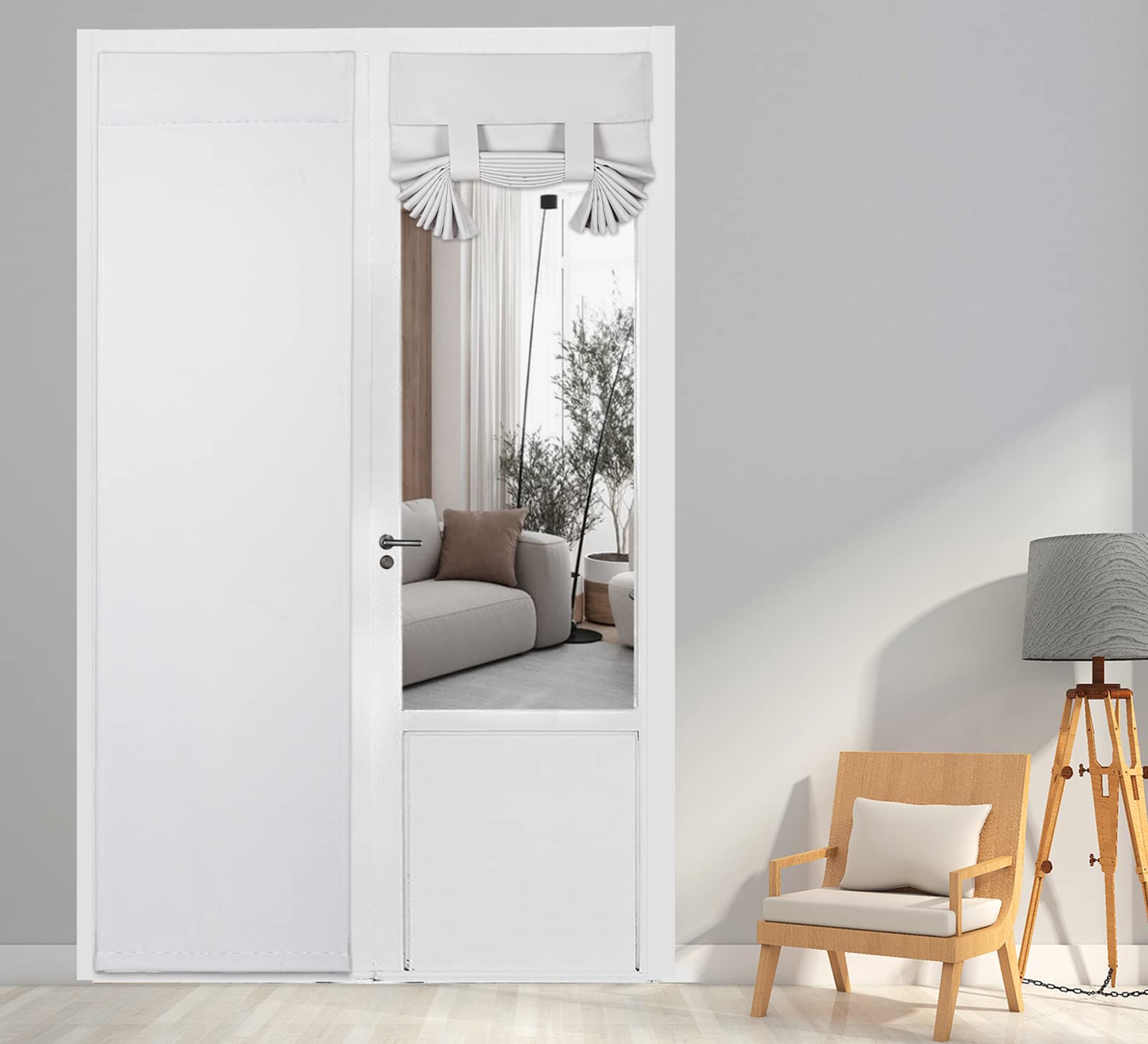 Pi Blackout French Door Curtain,Door Window Shade Privacy Thermal Insulated Long Door Curtain For Glass Door/Sliding Door/Tie Up Shade 1 Panel (W34Xl80,White)
