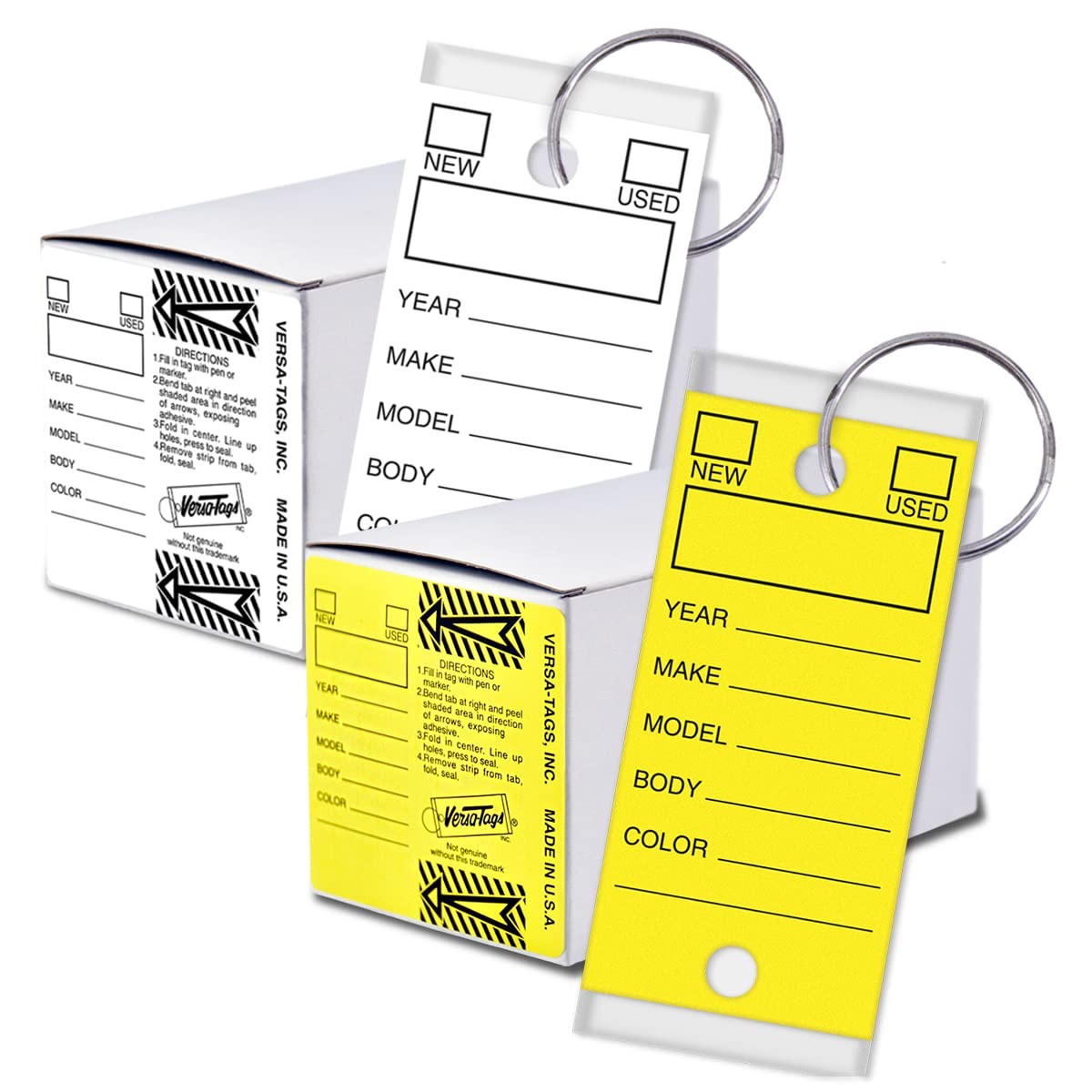 Versa-Tags Two Packs Of 250 Dealership Key Tags Bulk - Genuine Versa-Tag Key Tags, Self-Protecting, 2 Boxes,Car Key Tags With Ri