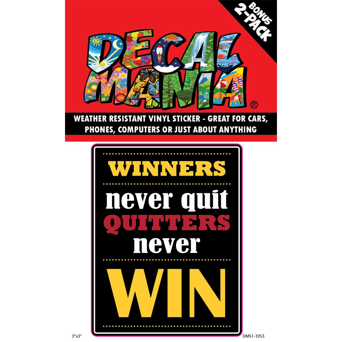 DecalMania Decal - Winners Never Quit 2-Pack - 3in Decal - Winners Never Quit 2-Pack - 3in