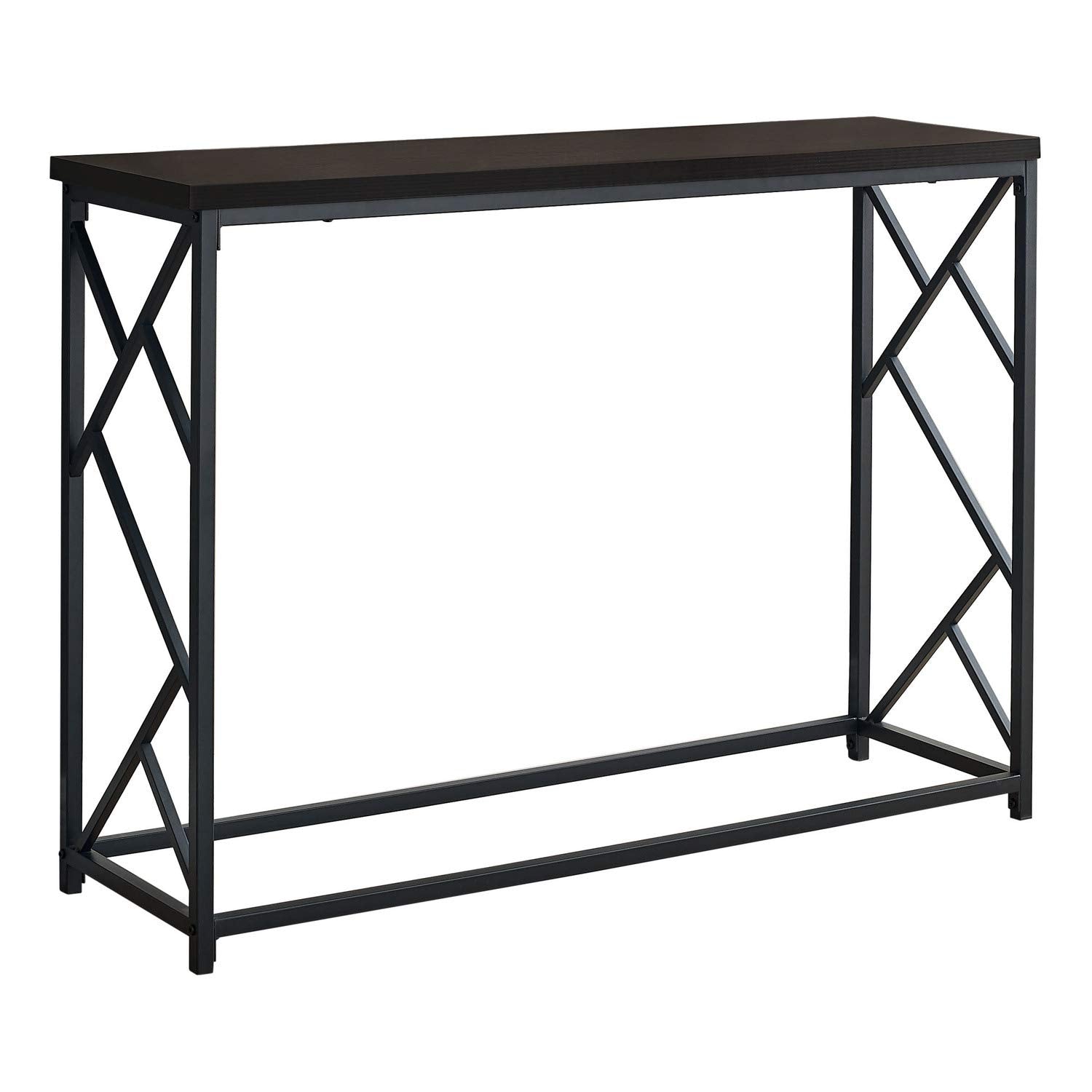 Monarch Specialties 3534 Accent Table, Console, Entryway, Narrow, Sofa, Living Room, Bedroom, Metal, Laminate, Black, Contemporary, Modern Table-44 L/Espresso Hall, 44&quot;L X 13.75&quot;W X 32&quot;H, Dark Brown
