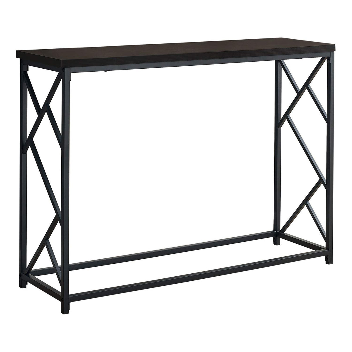 Monarch Specialties 3534 Accent Table, Console, Entryway, Narrow, Sofa, Living Room, Bedroom, Metal, Laminate, Black, Contemporary, Modern Table-44 L/Espresso Hall, 44'L x 13.75'W x 32'H, Dark Brown