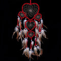 Yuyeran Heart Shaped Dream Catcher with Feathers Car Wall Hanging Decoration (Red)