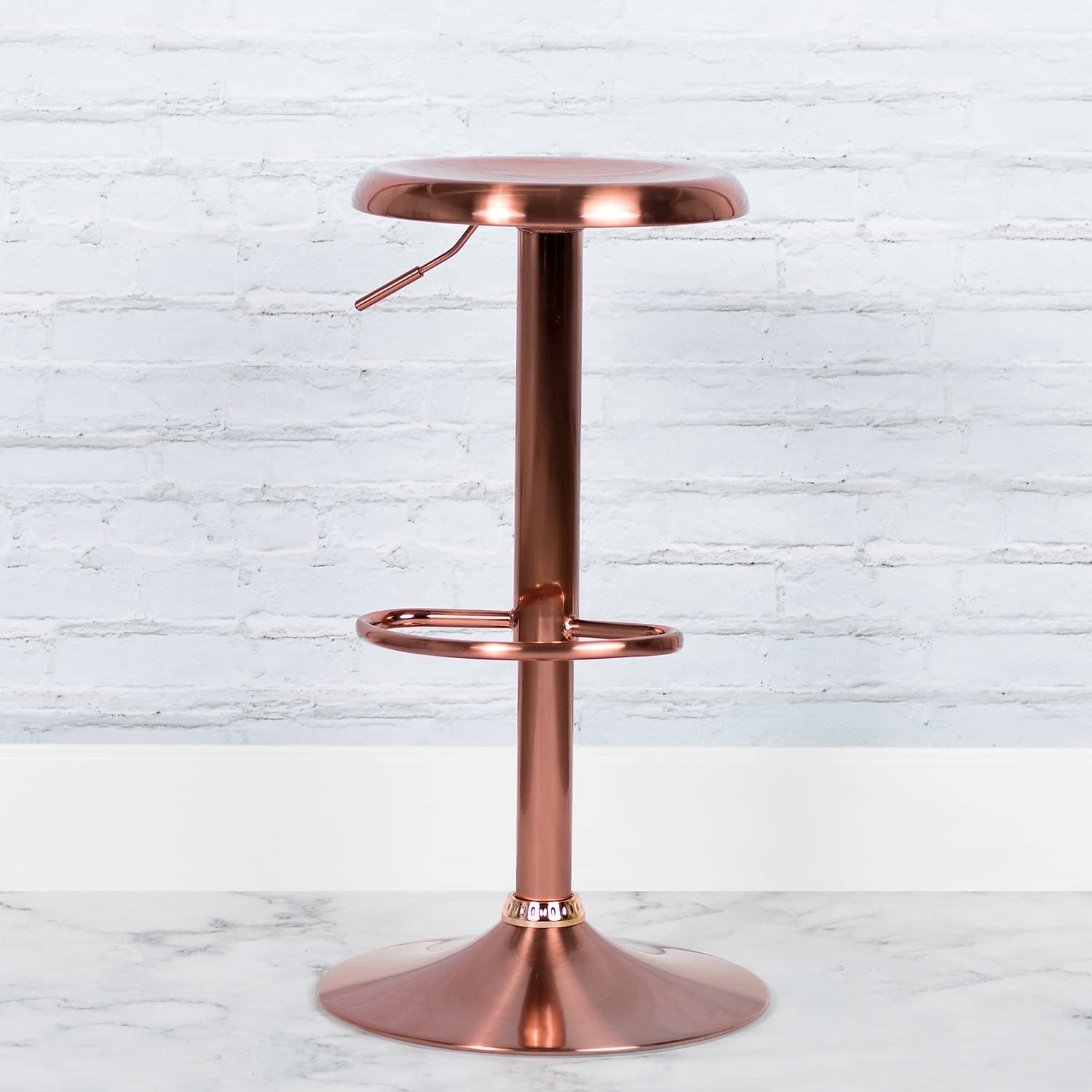 Flash Furniture Madrid Series Adjustable Height Retro Barstool In Rose Gold Finish