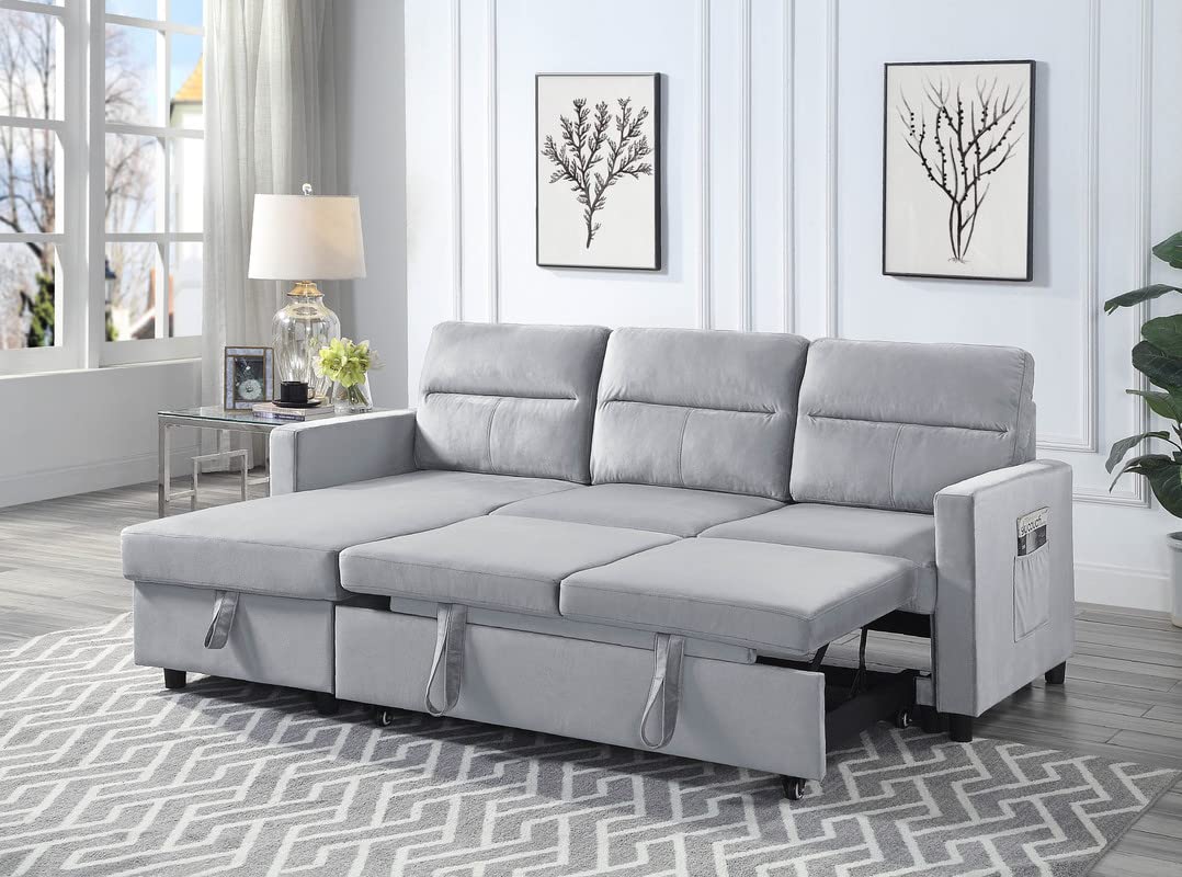 Lilola Home Nathan Reversible Sleeper Sectional Sofa - Thumbnail 4