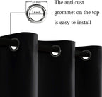 Jiuzhen Black Blackout Curtains With Tiebacks - Thermal Insulated, Light Blocking And Noise Reducing Grommet Curtains For Bedroom And Living Room, Set Of 2 Window Curtain Panels, 70 X 63 Inch Length