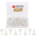 Yalis Push Pins 1/3 Inch Gold Map Tacks 100-Count Large Size Pins Golden Steel Point And Transparent Plastic Round Head (Gold)