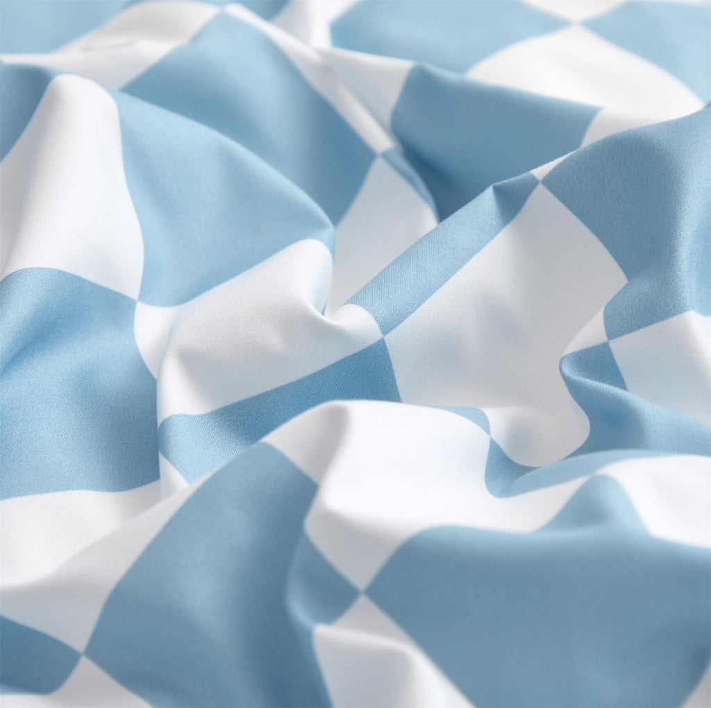 Clothknow Blue Plaid Queen Comforter Set 3Pcs Light Blue White Bedding Comforter Sets Grid Comforter Queen Checker Comforter Soft Boffalo Queen Size Comforter Sets